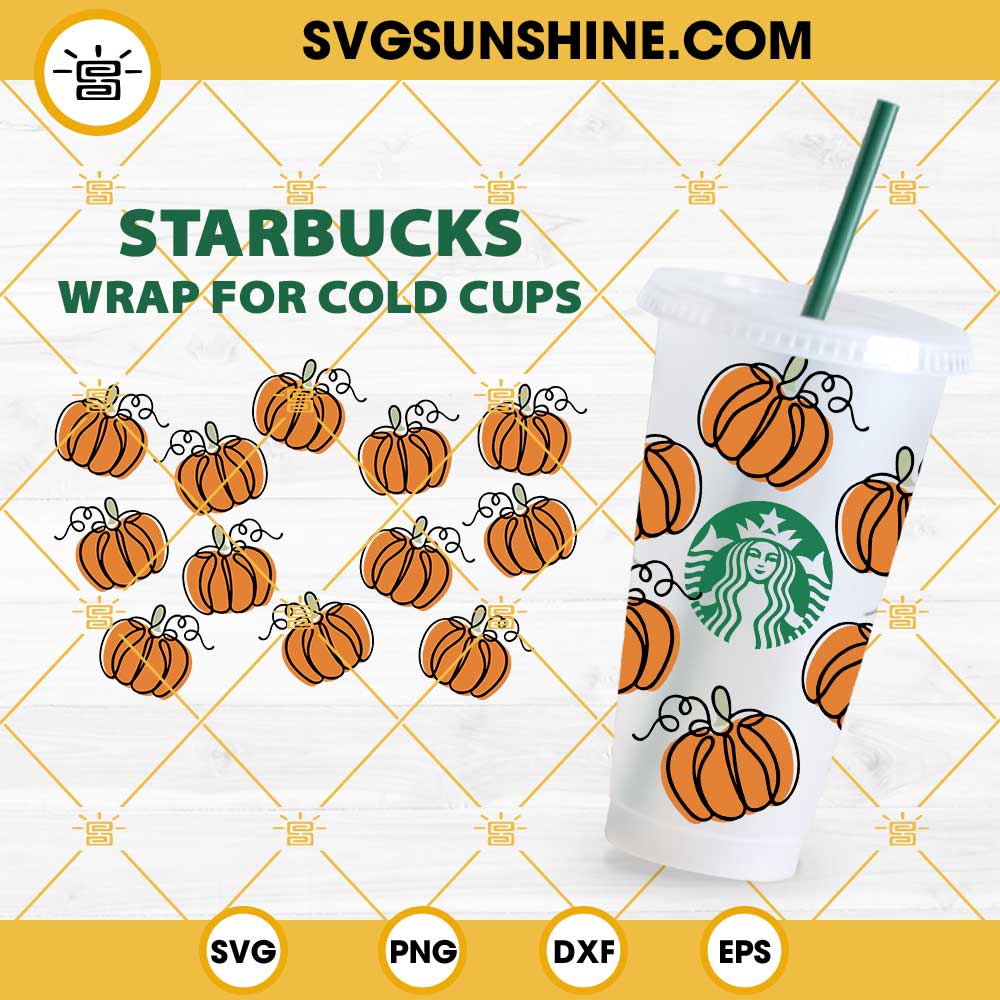 Pumpkins Full Wrap For Starbucks 24oz Cold Cup SVG PNG DXF EPS Instant Download
