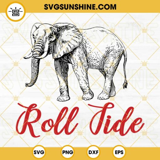 Roll Tide SVG, Alabama SVG, Alabama In Elephant SVG, Elephant Outline SVG