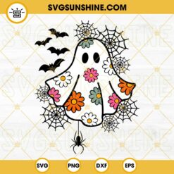 SPOOKY DAISY GHOST SVG, Flower Ghost SVG, Floral Ghost SVG, Cute Halloween Ghost SVG