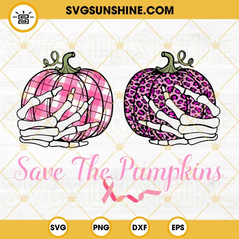 Save The Pumpkins SVG, Pink Leopard And Buffalo Plaid Pumpkins SVG