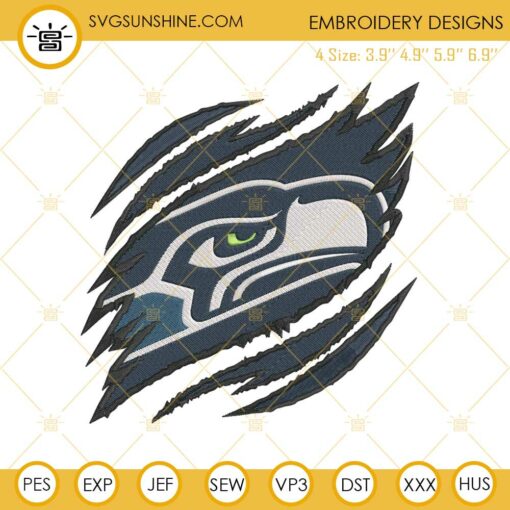 Seattle Seahawks Ripped Claw Machine Embroidery Design File
