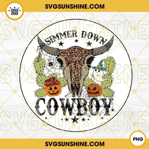 Simmer Down Cowboy PNG, Cowboy Halloween PNG Digital Download