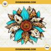 Sunflower Cowhide PNG Design, Sunflower PNG, Cowhide PNG, Turquoise Sunflower PNG