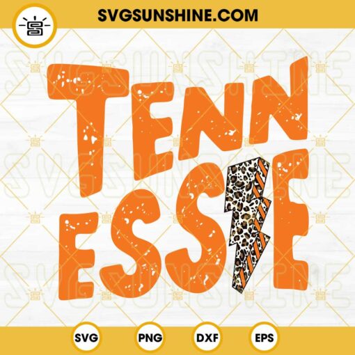 Tennessee Leopard Lightning Bolt SVG PNG DXF EPS Cut Files For Cricut Silhouette