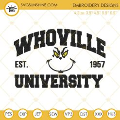 WHOVILLE University The Grinch Face Embroidery Design File