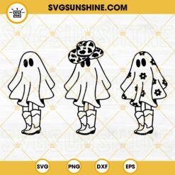 Western Ghost SVG Bundle, Boo Haw SVG, Daisy Girl Ghost SVG, Country Halloween SVG, Cowboy Boots SVG
