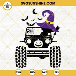 Witch Jeep SVG, Witch Broom Halloween Jeep SVG PNG DXF EPS Cut Files For Cricut Silhouette