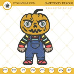 Chucky Pumpkin Head Machine Embroidery Design File