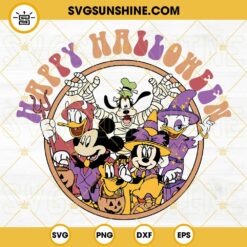 Disney Happy Halloween SVG, Mickey Minnie Mouse Donald Daisy Goofy Pluto Halloween SVG PNG DXF EPS