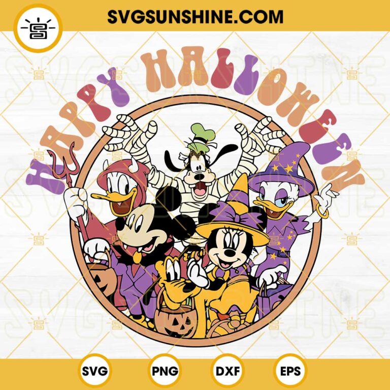 Disney Happy Halloween SVG, Mickey Minnie Mouse Donald Daisy Goofy