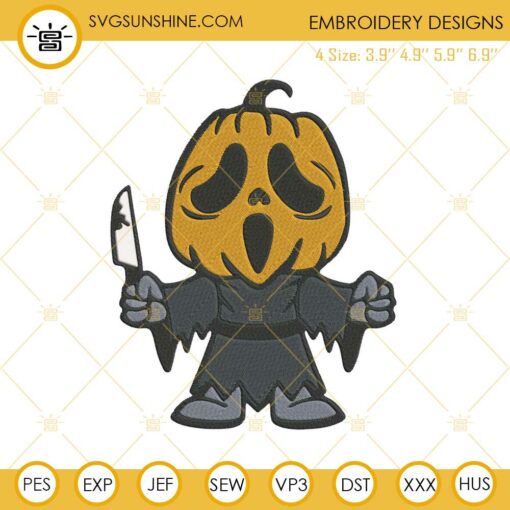 Ghostface Pumpkin Head Machine Embroidery Design File