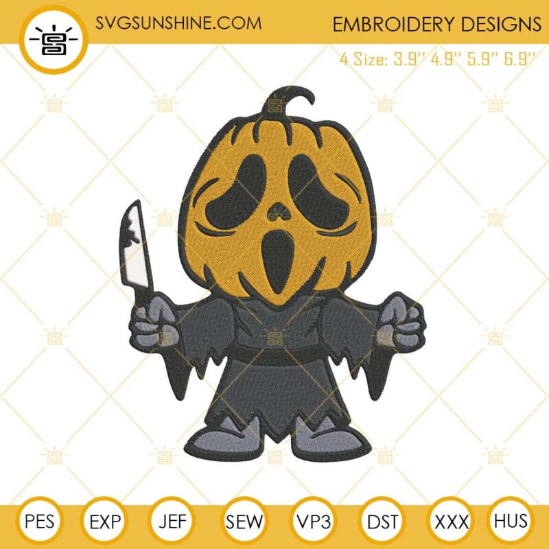 Ghostface Pumpkin Head Machine Embroidery Design File