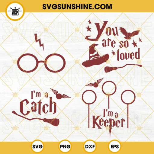 Harry Potter Magic Wizards And Witches SVG Bundle, You Are So Loved SVG, I’m A Keeper SVG, I’m A Catch SVG