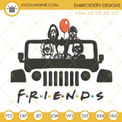 Horror Friends Embroidery Designs, Jeep Halloween Embroidery Design File