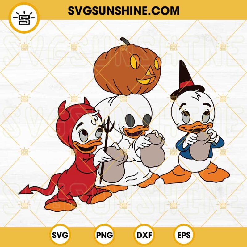 Huey Dewey And Louie Duck Halloween SVG PNG DXF EPS Cut Files For ...