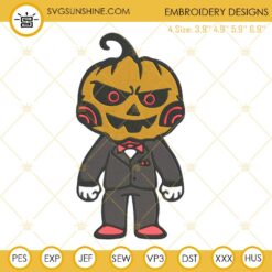 Jigsaw Horror Pumpkin Head Machine Embroidery Design File