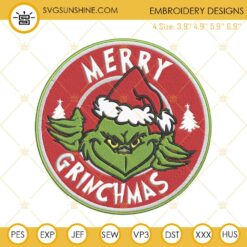 Merry Grinchmas Embroidery Designs, Grinch Starbucks Coffee Embroidery Design File