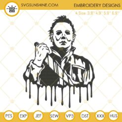 Michael Myers And Knife Embroidery Designs, Halloween Horror Movie Embroidery Pattern Files