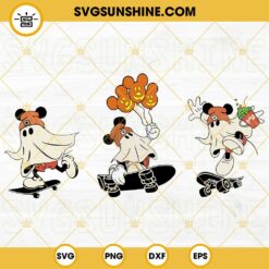Mickey Ghost Skateboarding SVG Bundle, Halloween Ghost Skateboard SVG PNG DXF EPS Files