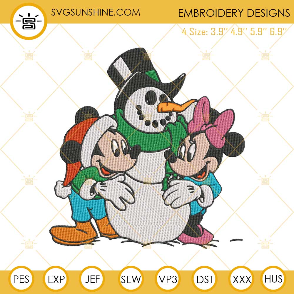 Mickey Minnie Winter Snowman Machine Embroidery Design File