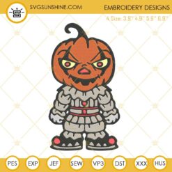 Pennywise Pumpkin Head Embroidery Design File