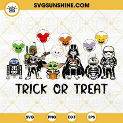 Star Wars Skeletons Halloween SVG, Star Wars Trick Or Treat SVG, Droids Halloween SVG, Baby Yoda Pumpkin SVG