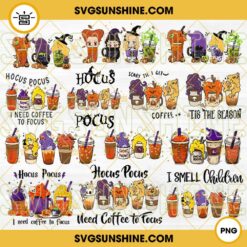 10+ Hocus Pocus Coffee Latte PNG Bundle, Halloween Coffee PNG, Fall Coffee PNG, Hocus Pocus Coffee Drink Hand Drawn PNG Files