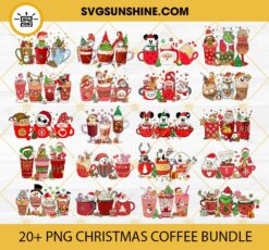 20+ Christmas Coffee Latte PNG Bundle, Christmas Coffee Drink PNG, Christmas Bundle PNG, Snowman Reindeer Grinch Santa Claus Christmas Coffee PNG