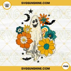 Floral Ghost PNG, Halloween Floral PNG Digital Download, Halloween Ghost PNG Designs Silhouette Vector Clipart