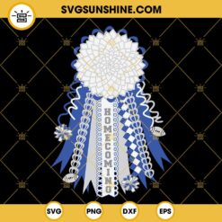 White Blue & Silver Homecoming Mum SVG, Spirit Team Colors SVG, Football Mum SVG DXF EPS PNG Vector Clipart