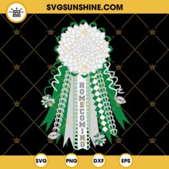White Green & Silver Homecoming Mum SVG, Spirit Team Colors SVG, Football Mum SVG DXF EPS PNG Vector Clipart