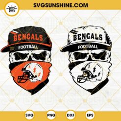 Cincinnati Bengals Skull SVG, Bengals Football SVG PNG DXF EPS Cut Files