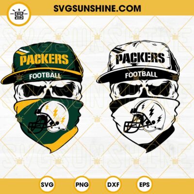 Green Bay Packers Skull SVG, Packers Football SVG PNG DXF EPS Cut Files