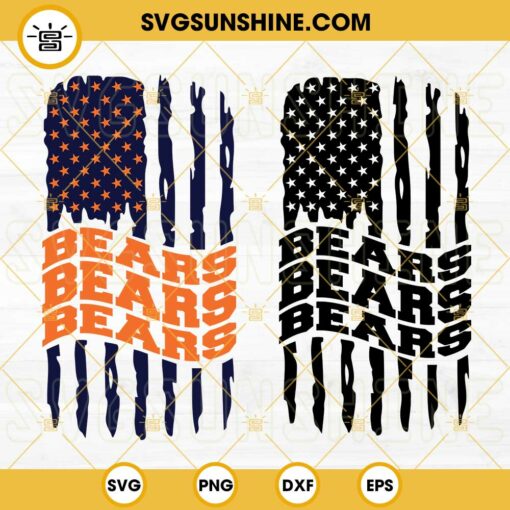 Chicago Bears American Flag SVG, Bears Football SVG PNG DXF EPS Cut Files