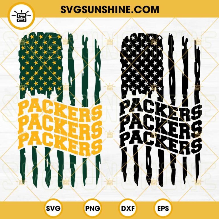 Green Bay Packers American Flag Svg Packers Football Svg Png Dxf Eps Cut Files