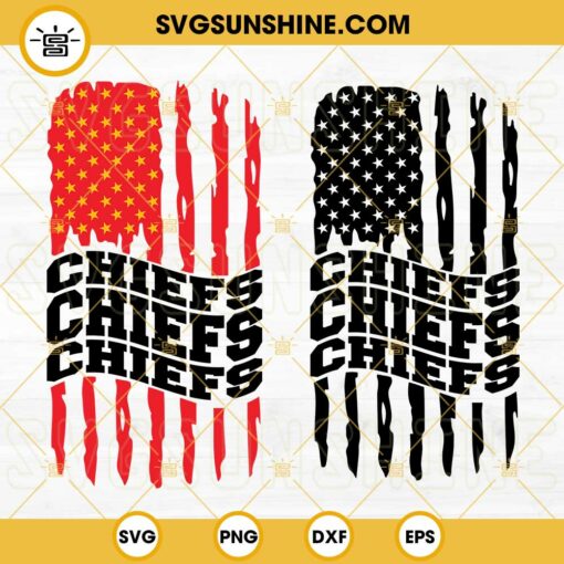 Kansas City Chiefs American Flag SVG, Chiefs Football SVG PNG DXF EPS Cut Files