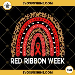 Red Ribbon Week Leopard Rainbow PNG File Digital Download
