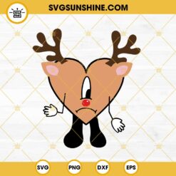 Bad Bunny Heart Reindeer Christmas SVG PNG DXF EPS Files