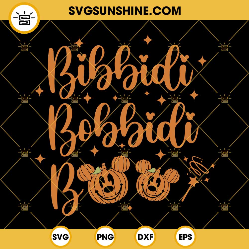Bibbidi Bobbidi Boo Halloween SVG, Cinderella Pumpkin Boo Happy Halloween SVG PNG DXF EPS Files