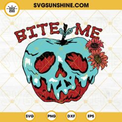Bite Me Poison Apple SVG, Evil Queen SVG, Funny Halloween Poison Apple SVG PNG DXF EPS Cricut