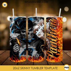 Carolina Panthers Skull Frame 20oz Skinny Tumbler Template PNG, Carolina Panthers Tumbler Template PNG File Digital Download