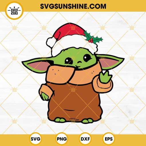 Christmas Baby Yoda SVG PNG EPS DXF Clipart Cricut Silhouette