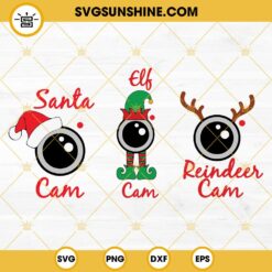 Christmas Cam SVG Bundle, Santa Cam SVG, Elf Cam SVG, Reindeer Cam SVG, Merry Christmas SVG
