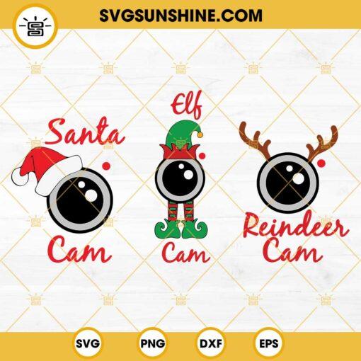 Christmas Cam SVG Bundle, Santa Cam SVG, Elf Cam SVG, Reindeer Cam SVG, Merry Christmas SVG