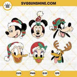 Christmas Disney Characters Face SVG Bundle, Disney Christmas SVG, Disney Friends Holiday SVG PNG DXF EPS Files