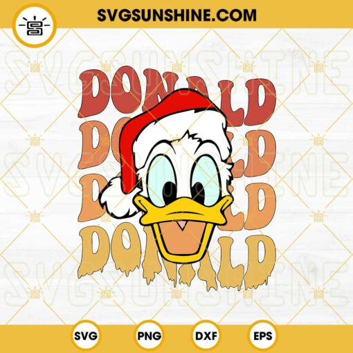 Christmas Donald Duck Santa Hat SVG, Disney Merry Christmas SVG PNG DXF EPS Cut Files