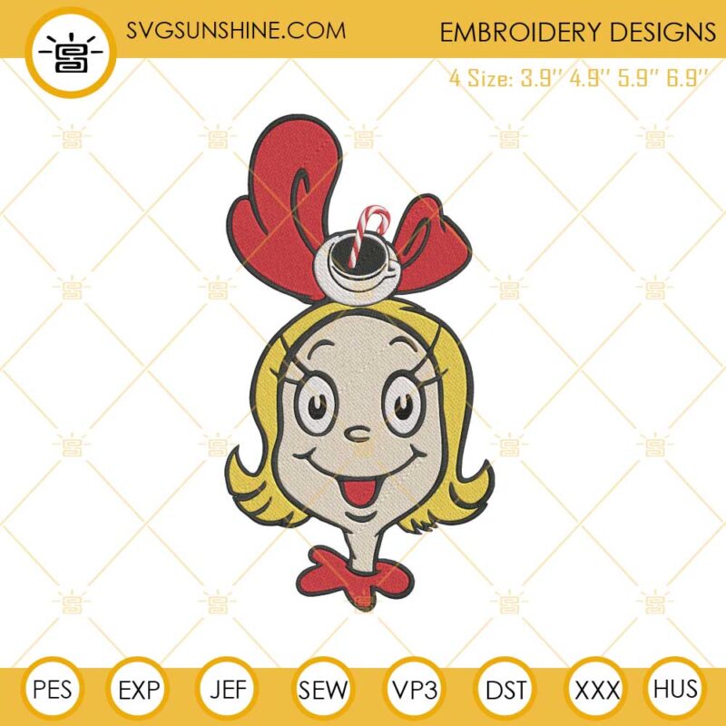 Cindy Lou Who Candy Cane Embroidery Design File