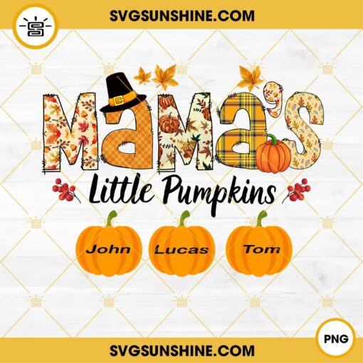 Custom Mama’s Little Pumpkins Patch PNG Designs, Personalized Fall Halloween Mama PNG, Custom Kidnames PNG, Thanksgiving Custom PNG, Thanksgiving Personalized PNG