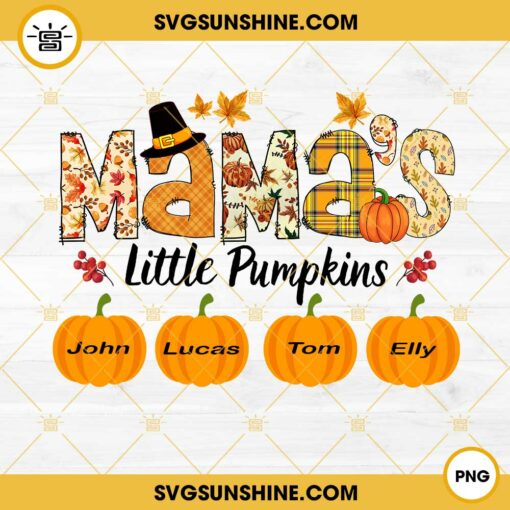 Custom Mama’s Little Pumpkins Patch PNG Designs, Personalized Fall Halloween Mama PNG, Custom Kidnames PNG, Thanksgiving Custom PNG, Thanksgiving Personalized PNG