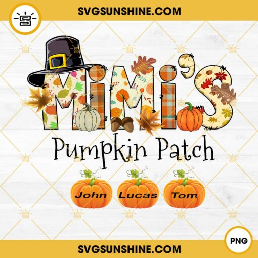 Custom Mimi’s Pumpkins Patch PNG Designs, Personalized Fall Thanksgiving Grandma PNG, Custom Mimi With Grandkids Names PNG, Thanksgiving Custom Shirt PNG
